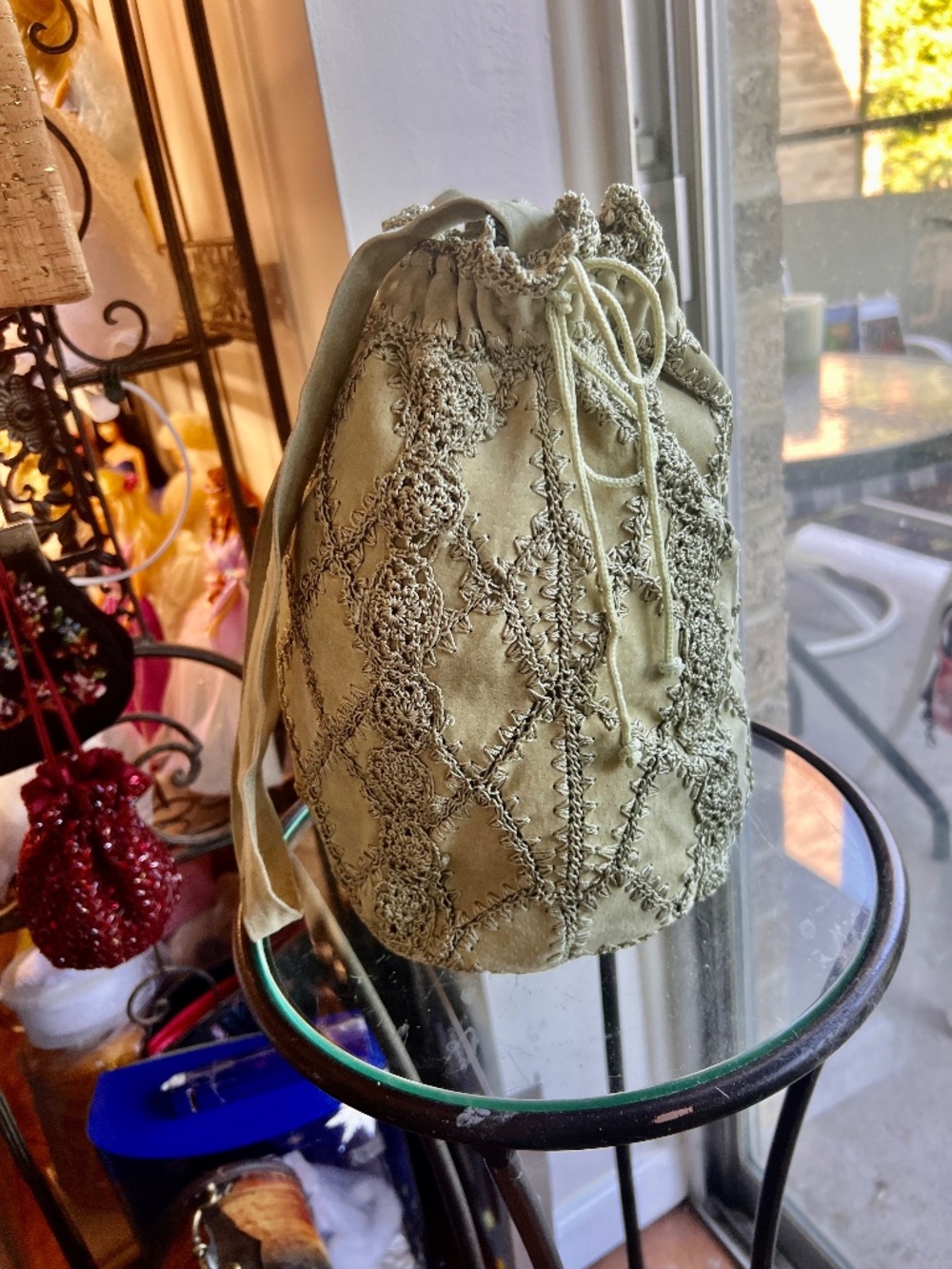 Jon Lawrence LTD vintage bohemian-style suede drawstring bucket bag